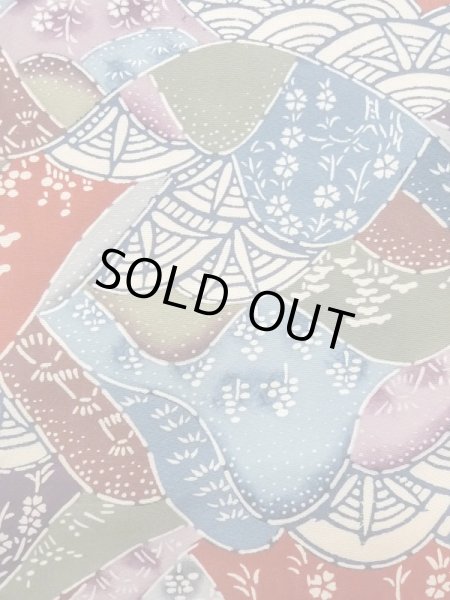 Photo7: N0409X Vintage Japanese women   Multi Color KOMON dyed / Silk. SAKURA cherry blossom,   (Grade C) (7)