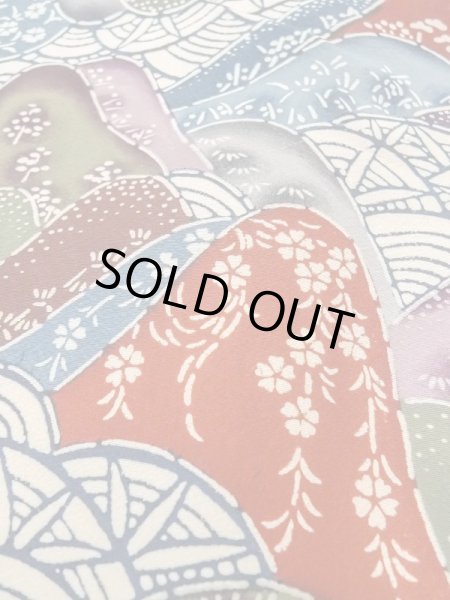 Photo8: N0409X Vintage Japanese women   Multi Color KOMON dyed / Silk. SAKURA cherry blossom,   (Grade C) (8)