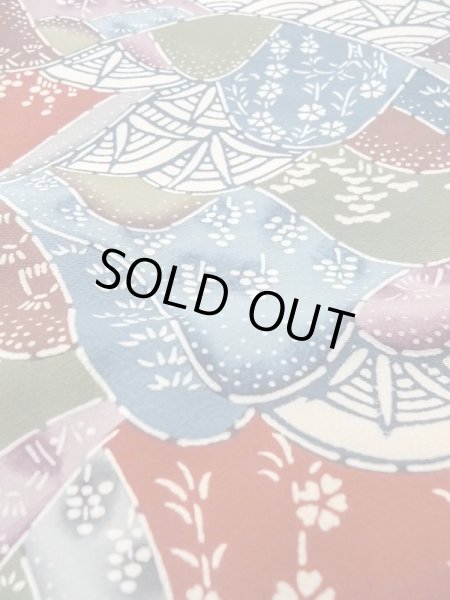 Photo9: N0409X Vintage Japanese women   Multi Color KOMON dyed / Silk. SAKURA cherry blossom,   (Grade C) (9)