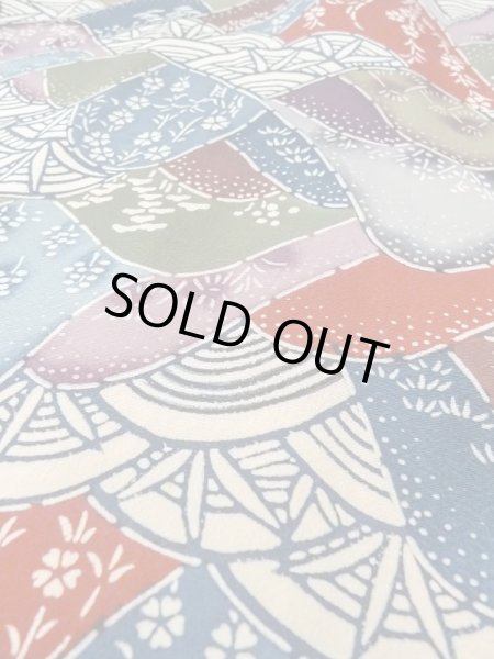 Photo10: N0409X Vintage Japanese women   Multi Color KOMON dyed / Silk. SAKURA cherry blossom,   (Grade C) (10)