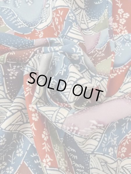 Photo11: N0409X Vintage Japanese women   Multi Color KOMON dyed / Silk. SAKURA cherry blossom,   (Grade C) (11)