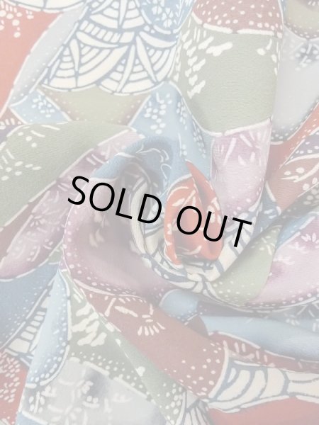 Photo12: N0409X Vintage Japanese women   Multi Color KOMON dyed / Silk. SAKURA cherry blossom,   (Grade C) (12)