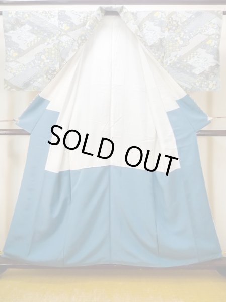 Photo2: N0410C Vintage Japanese women   Multi Color KOMON dyed / Silk. Flower circle,   (Grade B) (2)