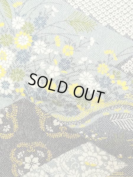 Photo7: N0410C Vintage Japanese women   Multi Color KOMON dyed / Silk. Flower circle,   (Grade B) (7)