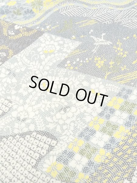 Photo9: N0410C Vintage Japanese women   Multi Color KOMON dyed / Silk. Flower circle,   (Grade B) (9)