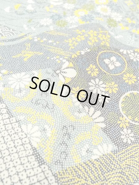 Photo11: N0410C Vintage Japanese women   Multi Color KOMON dyed / Silk. Flower circle,   (Grade B) (11)