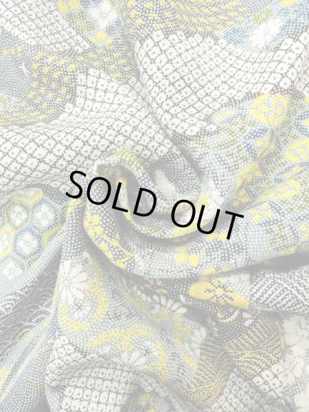 Photo13: N0410C Vintage Japanese women   Multi Color KOMON dyed / Silk. Flower circle,   (Grade B) (13)