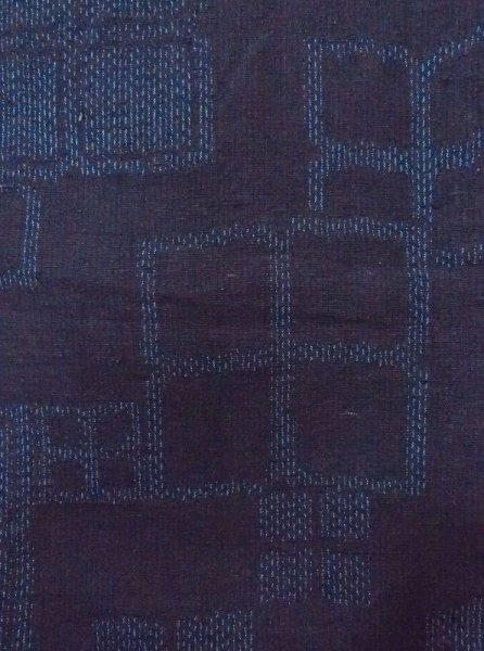 Photo7: Mint N0430G Vintage Japanese women   Indigo Blue TSUMUGI pongee / Silk. Quadrangle,   (Grade A) (7)
