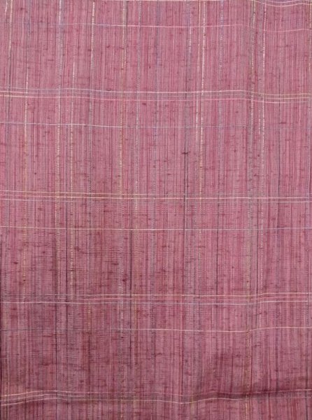 Photo4: N0430H Vintage Japanese women  Light Red TSUMUGI pongee / Silk. Plaid Checks   (Grade C) (4)
