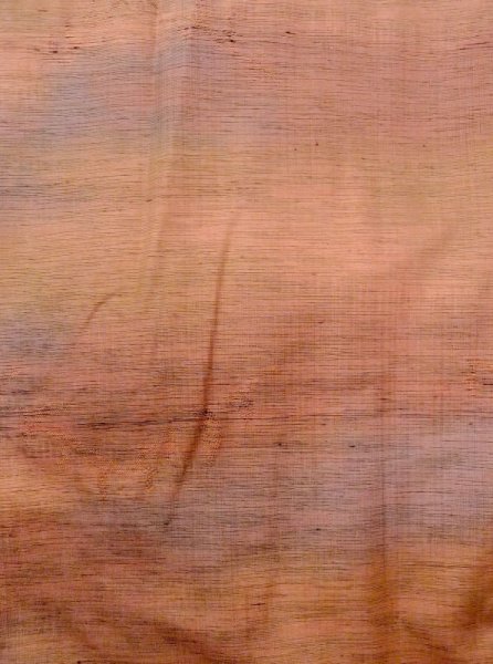 Photo4: N0430J Vintage Japanese women Pale Grayish Orange TSUMUGI pongee / Silk. Leaf,   (Grade B) (4)