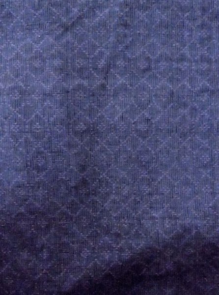 Photo4: N0430L Vintage Japanese women  Pale Indigo Blue TSUMUGI pongee / Silk. Lozenges,   (Grade B) (4)