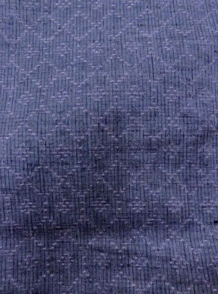Photo7: N0430L Vintage Japanese women  Pale Indigo Blue TSUMUGI pongee / Silk. Lozenges,   (Grade B) (7)