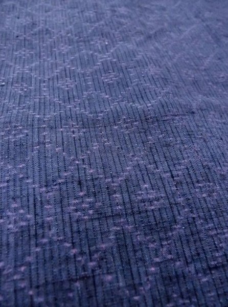 Photo10: N0430L Vintage Japanese women  Pale Indigo Blue TSUMUGI pongee / Silk. Lozenges,   (Grade B) (10)