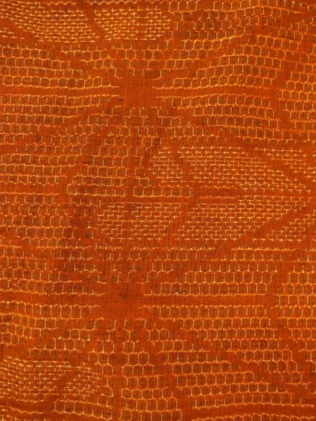 Photo3: Mint N0430N Vintage Japanese women  Reddish Brown TSUMUGI pongee / Silk. Hemp leaf,   (Grade A) (3)