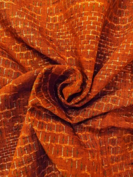Photo11: Mint N0430N Vintage Japanese women  Reddish Brown TSUMUGI pongee / Silk. Hemp leaf,   (Grade A) (11)