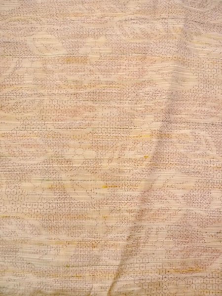 Photo3: N0430P Vintage Japanese women   Beige TSUMUGI pongee / Silk. Flower,   (Grade B) (3)
