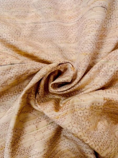 Photo11: N0430P Vintage Japanese women   Beige TSUMUGI pongee / Silk. Flower,   (Grade B) (11)