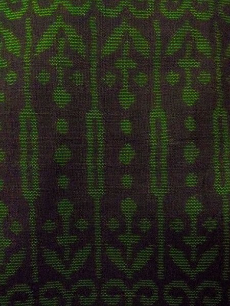 Photo6: N0430V Vintage Japanese women   Black OSHIMA-TSUMUGI / Silk. Chinese flower,   (Grade B) (6)