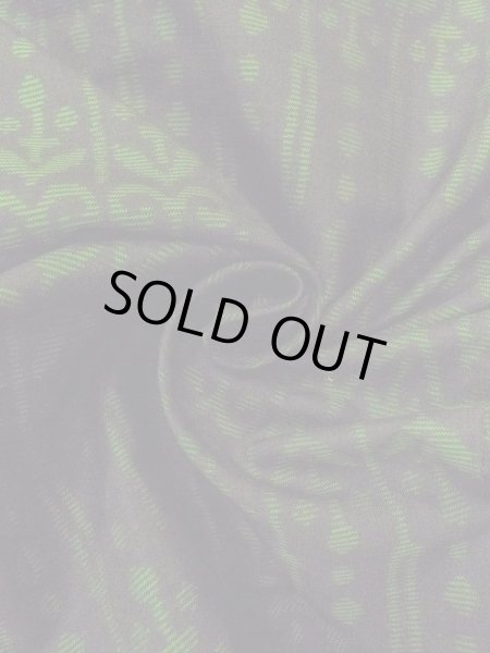 Photo12: N0430V Vintage Japanese women   Black OSHIMA-TSUMUGI / Silk. Chinese flower,   (Grade B) (12)