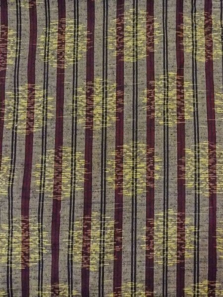 Photo3: N0430W Vintage Japanese women   Gray TSUMUGI pongee / Silk. Flower circle,   (Grade B) (3)