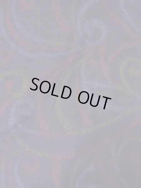 Photo3: N0430Y Vintage Japanese women   Black YUUKI-TSUMUGI / Silk. Arabesque vine,   (Grade B) (3)