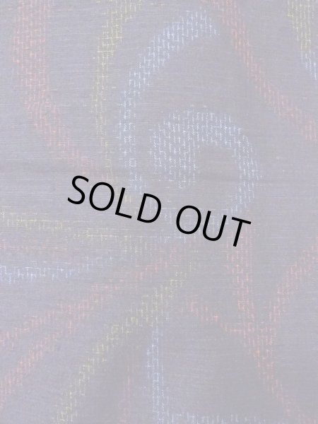 Photo6: N0430Y Vintage Japanese women   Black YUUKI-TSUMUGI / Silk. Arabesque vine,   (Grade B) (6)