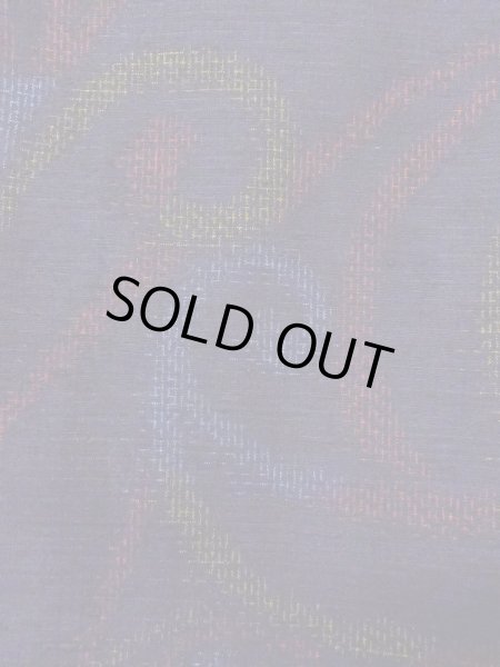 Photo7: N0430Y Vintage Japanese women   Black YUUKI-TSUMUGI / Silk. Arabesque vine,   (Grade B) (7)