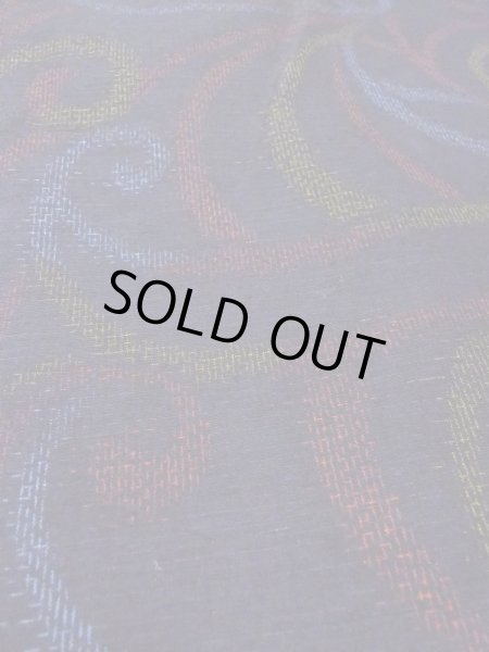 Photo9: N0430Y Vintage Japanese women   Black YUUKI-TSUMUGI / Silk. Arabesque vine,   (Grade B) (9)