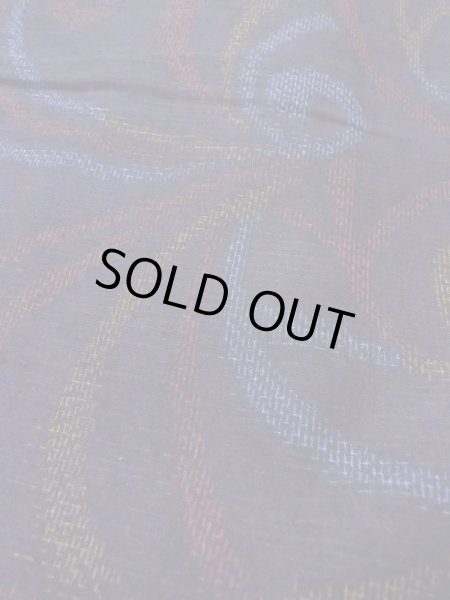 Photo10: N0430Y Vintage Japanese women   Black YUUKI-TSUMUGI / Silk. Arabesque vine,   (Grade B) (10)