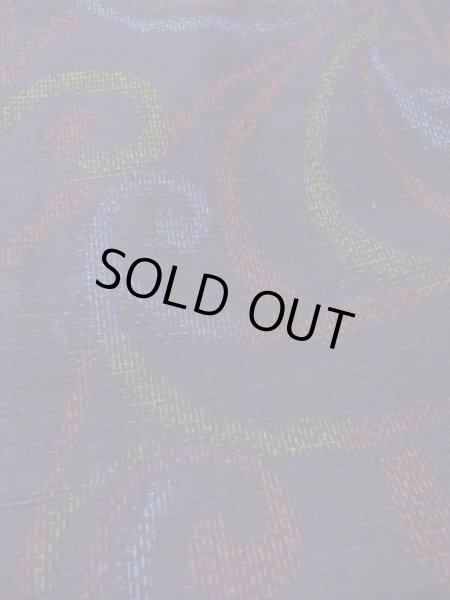 Photo11: N0430Y Vintage Japanese women   Black YUUKI-TSUMUGI / Silk. Arabesque vine,   (Grade B) (11)