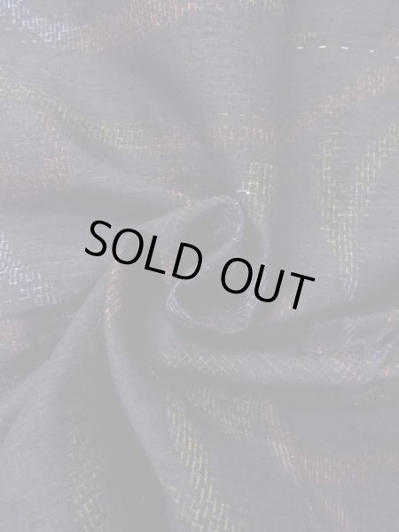 Photo12: N0430Y Vintage Japanese women   Black YUUKI-TSUMUGI / Silk. Arabesque vine,   (Grade B) (12)