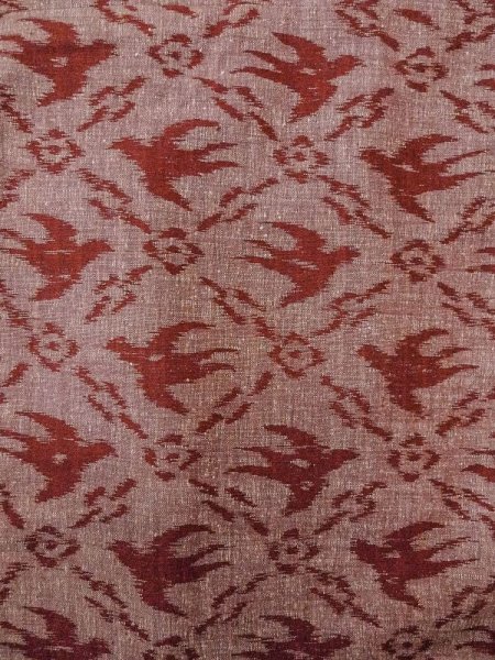 Photo4: N0430Z Vintage Japanese women   Dark Red TSUMUGI pongee / Silk. Bird,   (Grade B) (4)