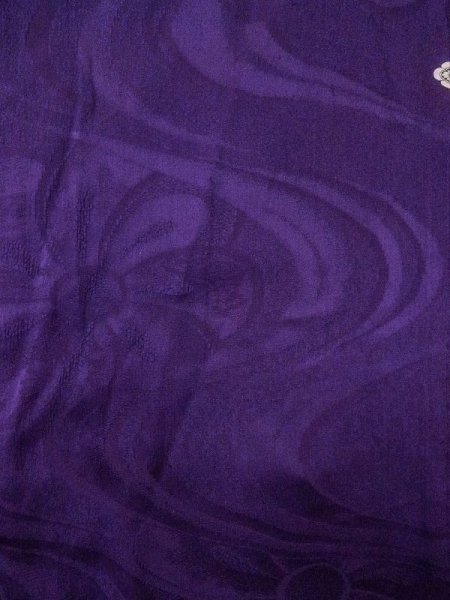 Photo4: N0509B Antique Japanese women  Shiny Purple HAORI short jacket / Silk. Flower,   (Grade C) (4)