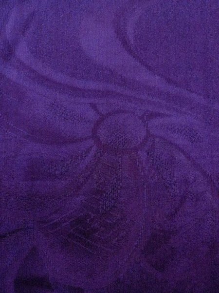 Photo7: N0509B Antique Japanese women  Shiny Purple HAORI short jacket / Silk. Flower,   (Grade C) (7)