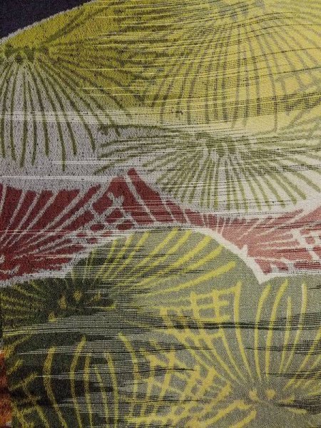 Photo6: N0509C Antique Japanese women   Black HAORI short jacket / Silk. Pine tree/branch/needle   (Grade C) (6)