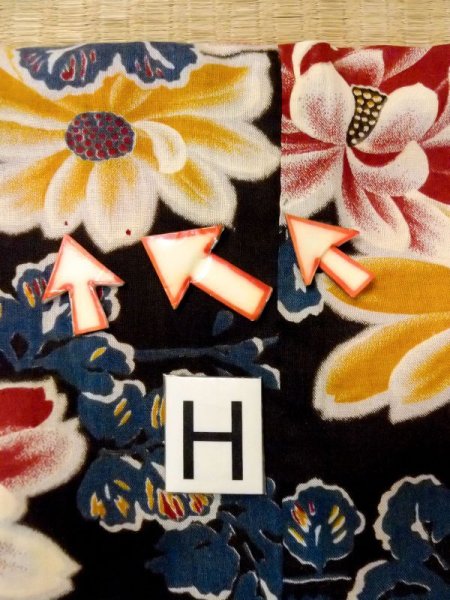 Photo21: N0509G Antique Japanese women   Black HAORI short jacket / Cotton. Chrysanthemum,   (Grade D) (21)