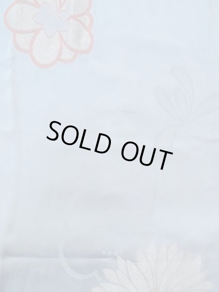 Photo6: N0509I Antique Japanese women  Pale Light Blue HAORI short jacket / Silk. Flower,   (Grade C) (6)