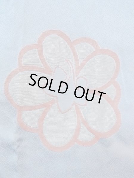 Photo8: N0509I Antique Japanese women  Pale Light Blue HAORI short jacket / Silk. Flower,   (Grade C) (8)