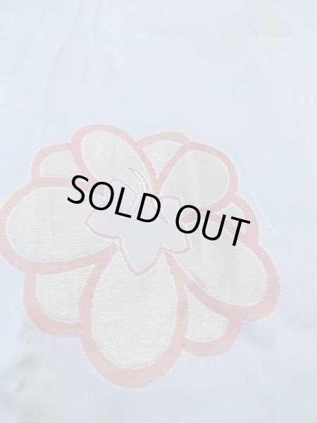 Photo10: N0509I Antique Japanese women  Pale Light Blue HAORI short jacket / Silk. Flower,   (Grade C) (10)