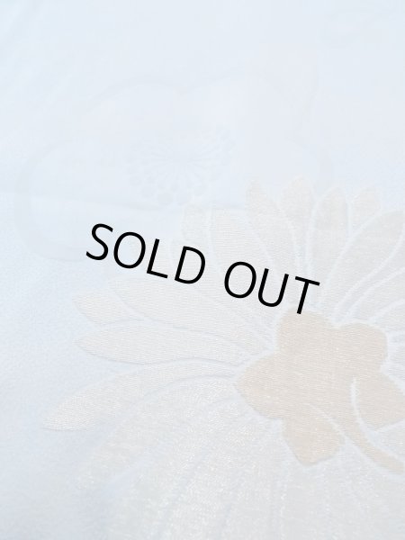 Photo12: N0509I Antique Japanese women  Pale Light Blue HAORI short jacket / Silk. Flower,   (Grade C) (12)