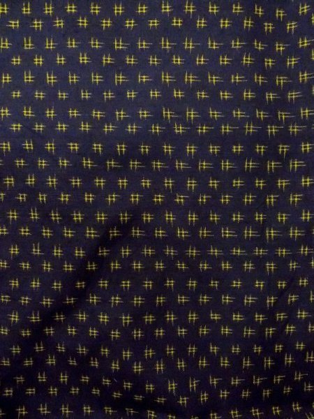 Photo4: N0509J Vintage Japanese women   Black TSUMUGI pongee / Silk. Parallel Cross   (Grade B) (4)