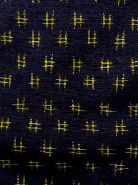 Photo6: N0509J Vintage Japanese women   Black TSUMUGI pongee / Silk. Parallel Cross   (Grade B) (6)