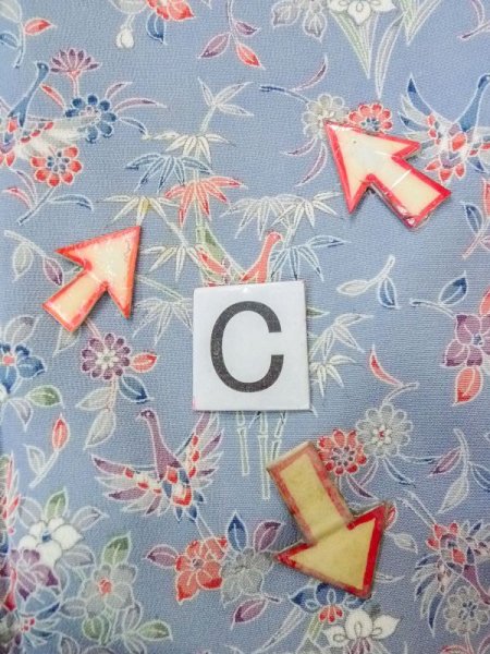 Photo16: N0509Q Used Japanese women  Grayish Light Blue KOMON dyed / Silk. Chrysanthemum,   (Grade B) (16)