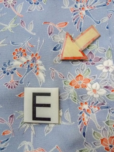 Photo18: N0509Q Used Japanese women  Grayish Light Blue KOMON dyed / Silk. Chrysanthemum,   (Grade B) (18)