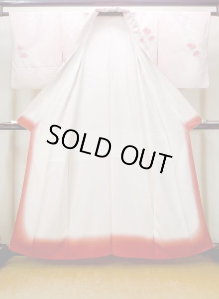 Photo2: N0509S Vintage Japanese women  Pale Pink KOMON dyed / Silk. Flower,   (Grade B) (2)