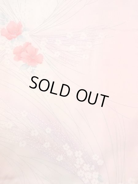 Photo4: N0509S Vintage Japanese women  Pale Pink KOMON dyed / Silk. Flower,   (Grade B) (4)