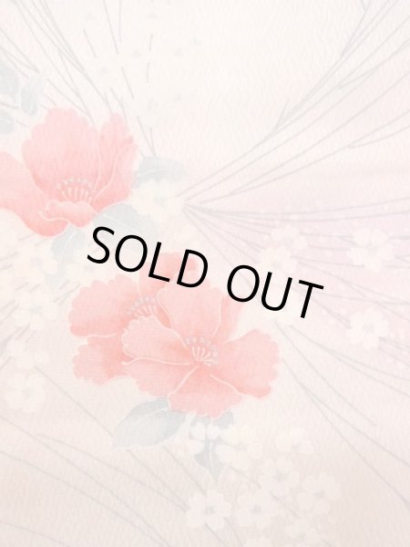 Photo5: N0509S Vintage Japanese women  Pale Pink KOMON dyed / Silk. Flower,   (Grade B) (5)