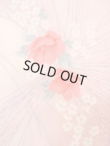 Photo6: N0509S Vintage Japanese women  Pale Pink KOMON dyed / Silk. Flower,   (Grade B) (6)