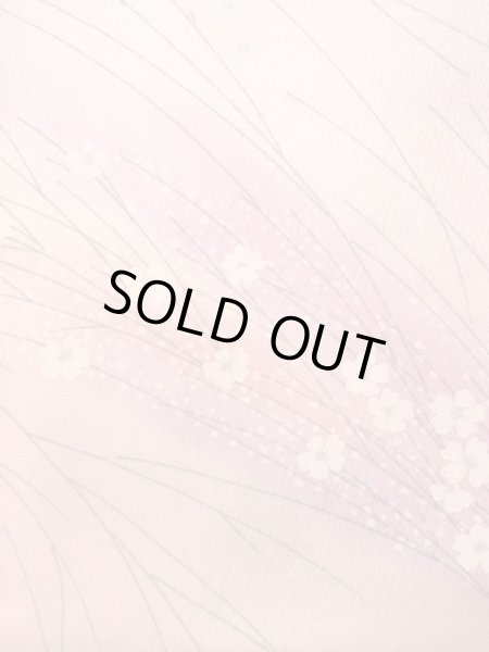 Photo7: N0509S Vintage Japanese women  Pale Pink KOMON dyed / Silk. Flower,   (Grade B) (7)
