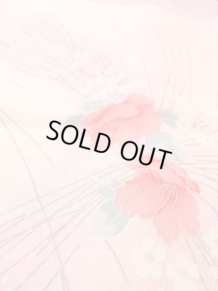 Photo9: N0509S Vintage Japanese women  Pale Pink KOMON dyed / Silk. Flower,   (Grade B) (9)